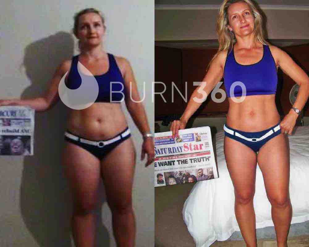 Hanneline's before and after photos (front)