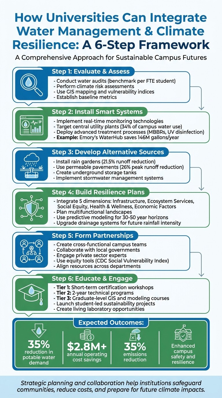 6-Step Framework for University Water Management and Climate Resilience Integration