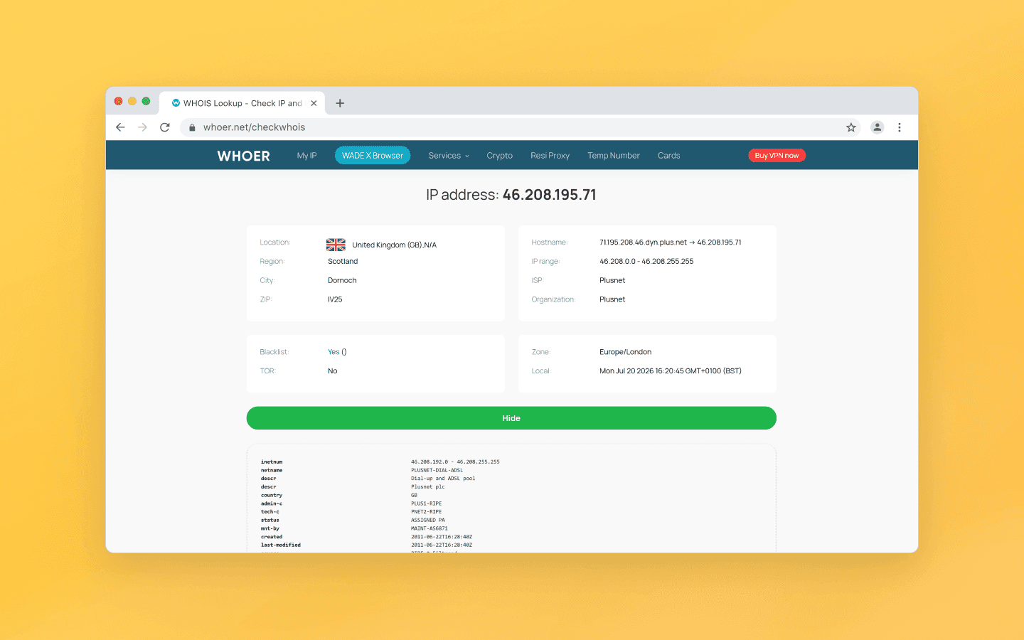 WHOIS and IP reputation lookup