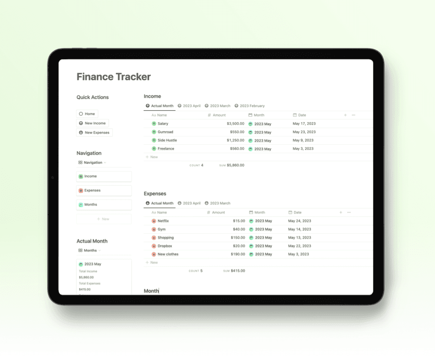 Notion Finance Tracker for Free