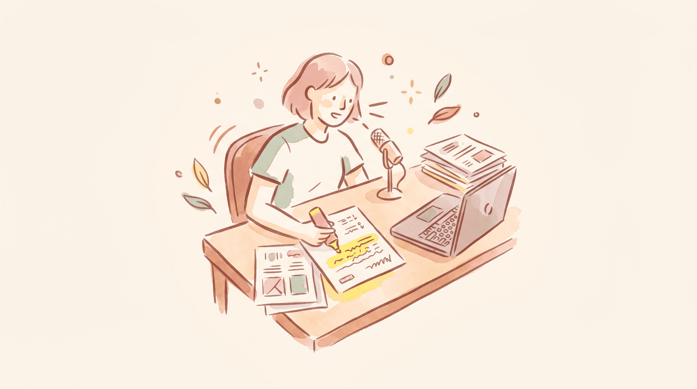 Researcher speaking while marking a paper
