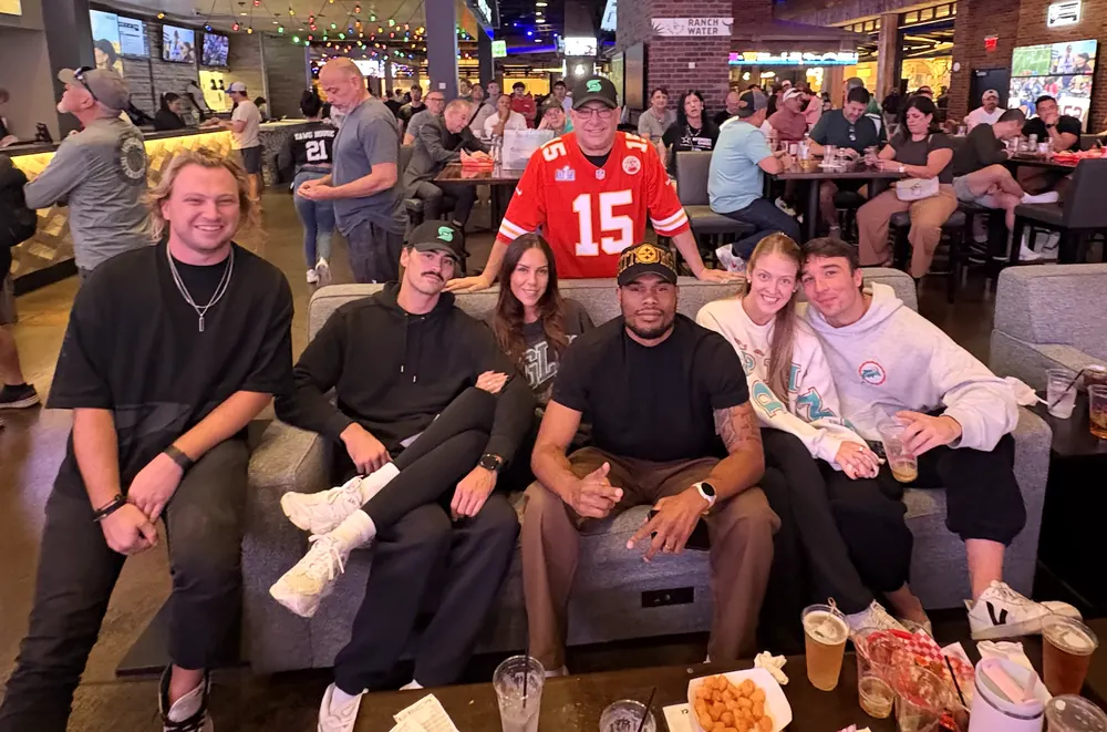 SmackTok fans at an NFL Sunday watch party in a Las Vegas sports bar