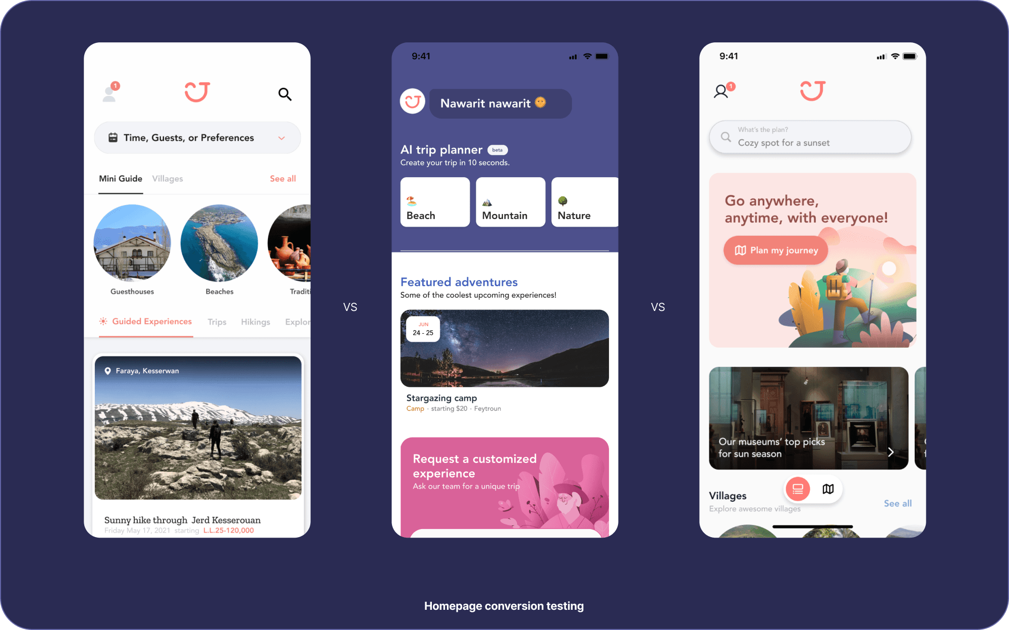 Homepage conversion testing