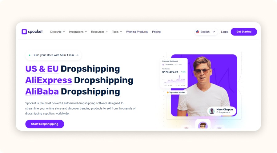 Spocket homepage