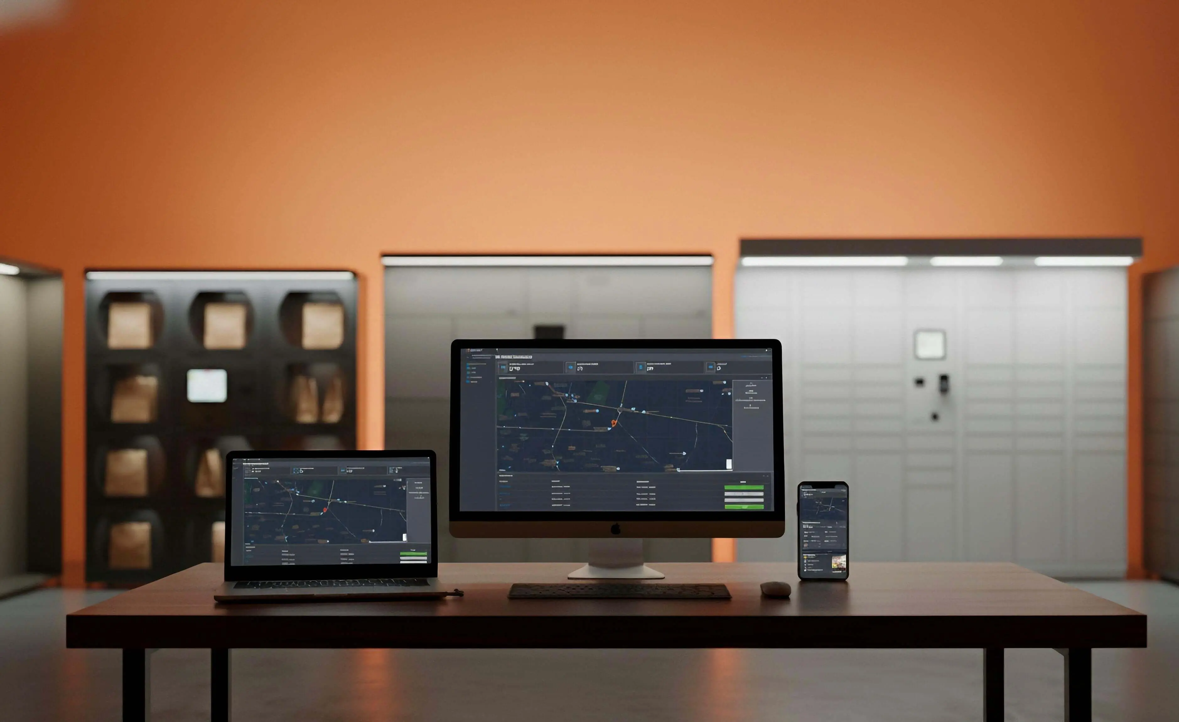 CYBER HIVE™ smart locker management software dashboard for monitoring and controlling automated parcel delivery systems in real-time.
