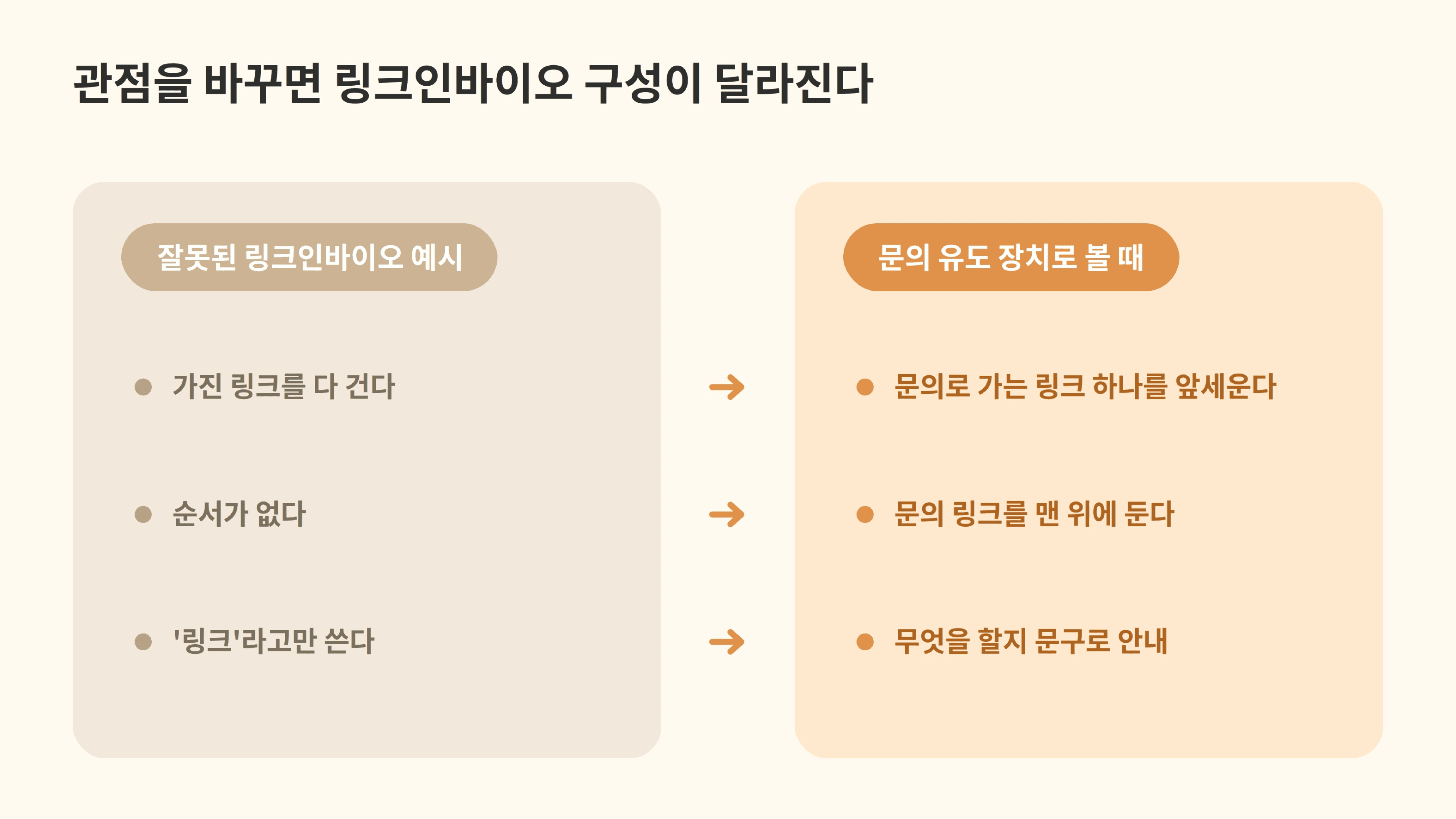 잘못된 링크인 바이오 예시와 