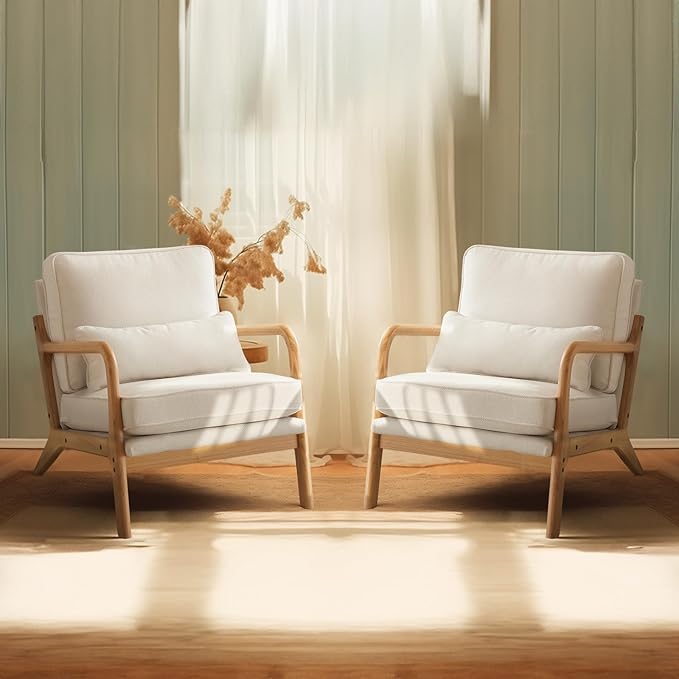 White and wood accent chair – A beautifully designed piece, perfect for adding elegance to any space.