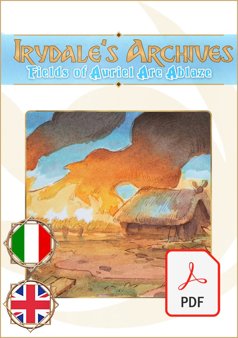 Treasures Untold — bilingual rules-light TTRPG adventure game cover, illustrated in watercolor JRPG style, by Isshobi
