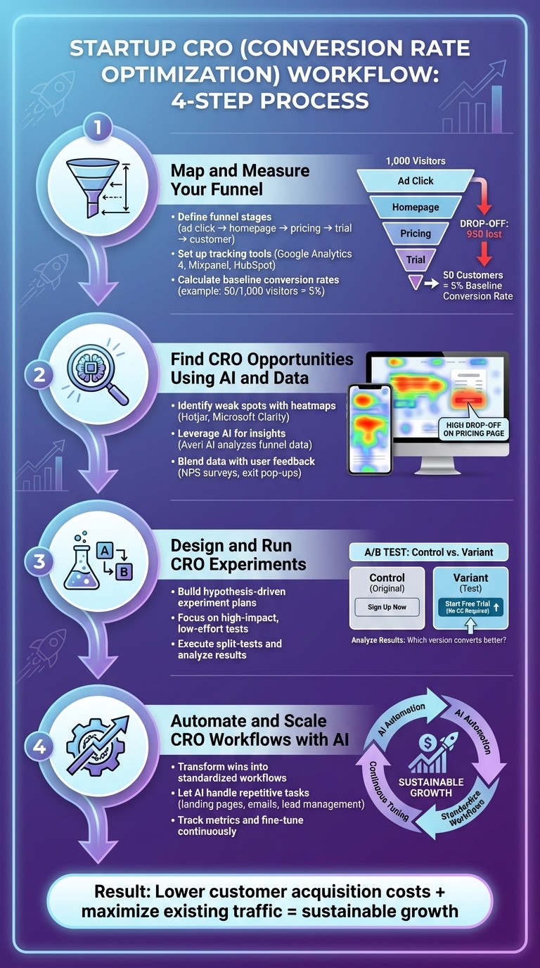 4-Step CRO Process for Startups: From Funnel Mapping to AI Automation