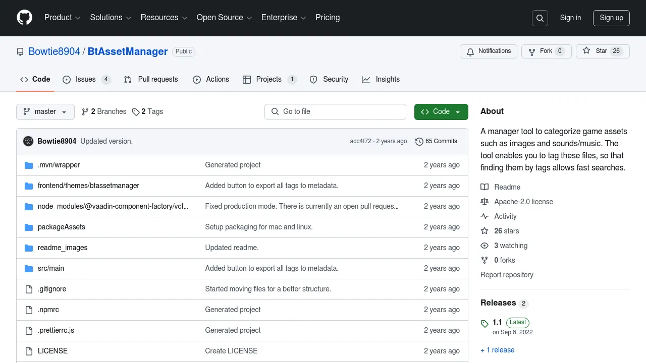 Screenshot of the BtAssetManager website highlighting asset management tools for game development