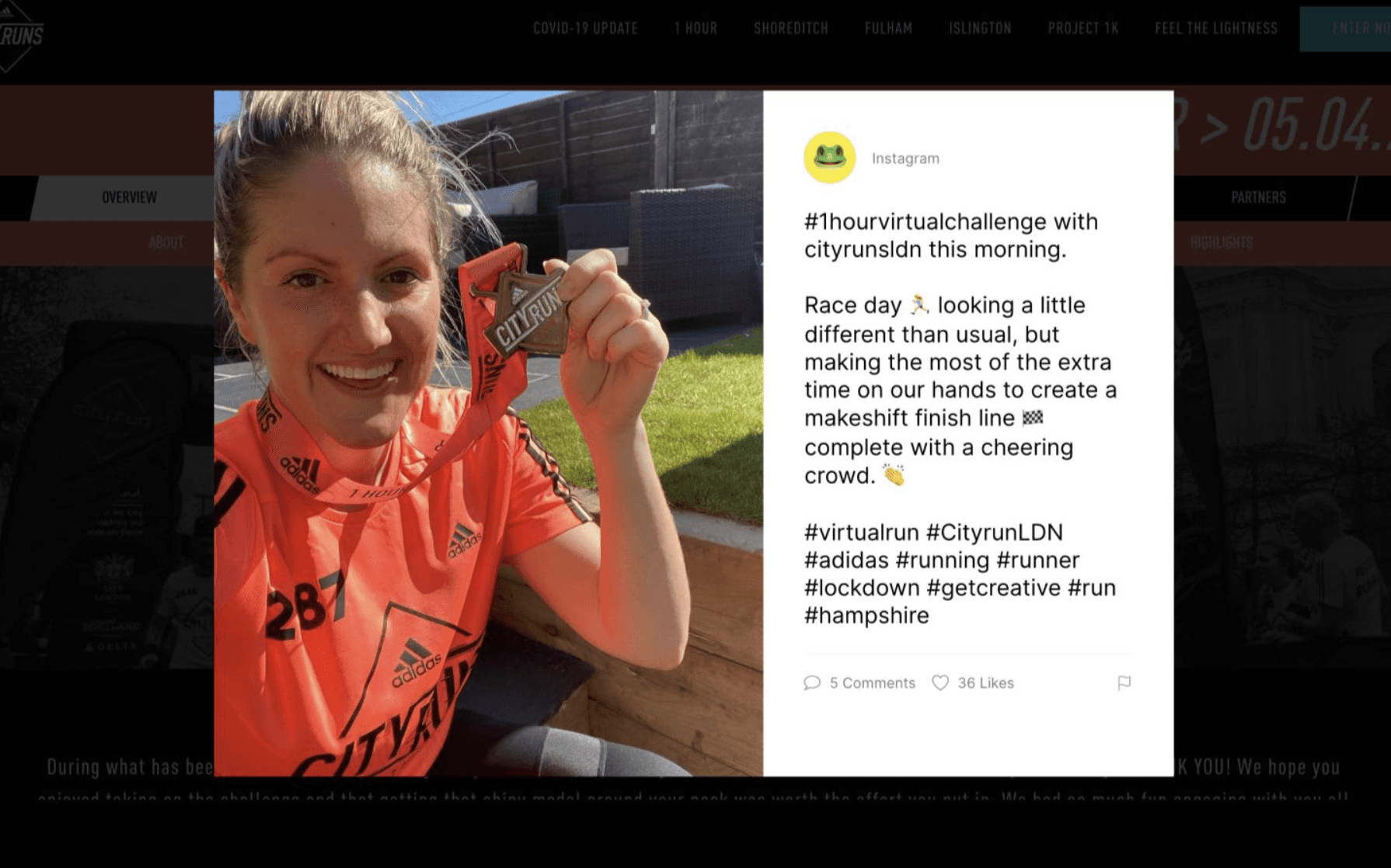 Adidas City Runs community content and sponsor engagement