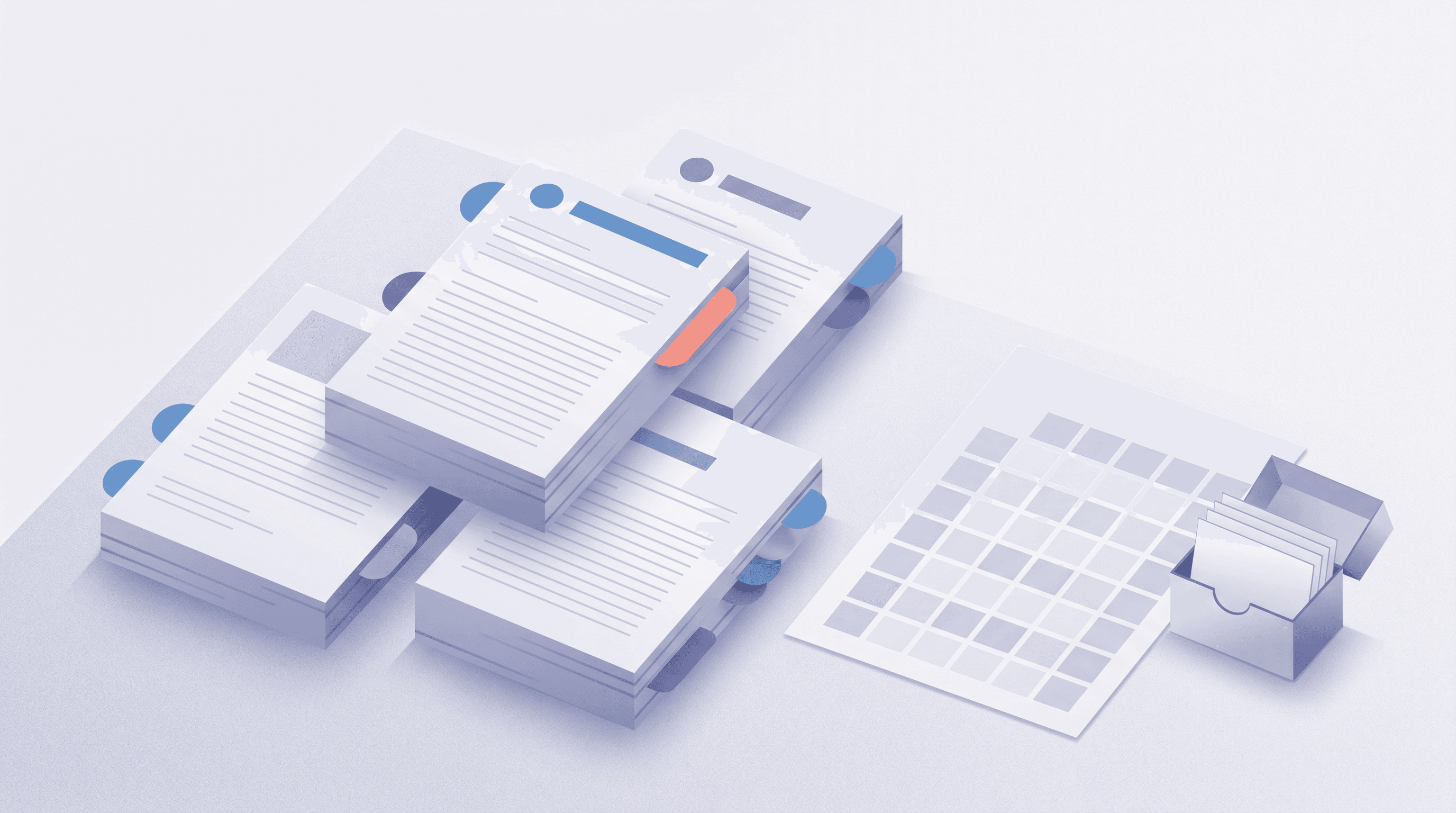 Stacks of PDFs with colored tabs
