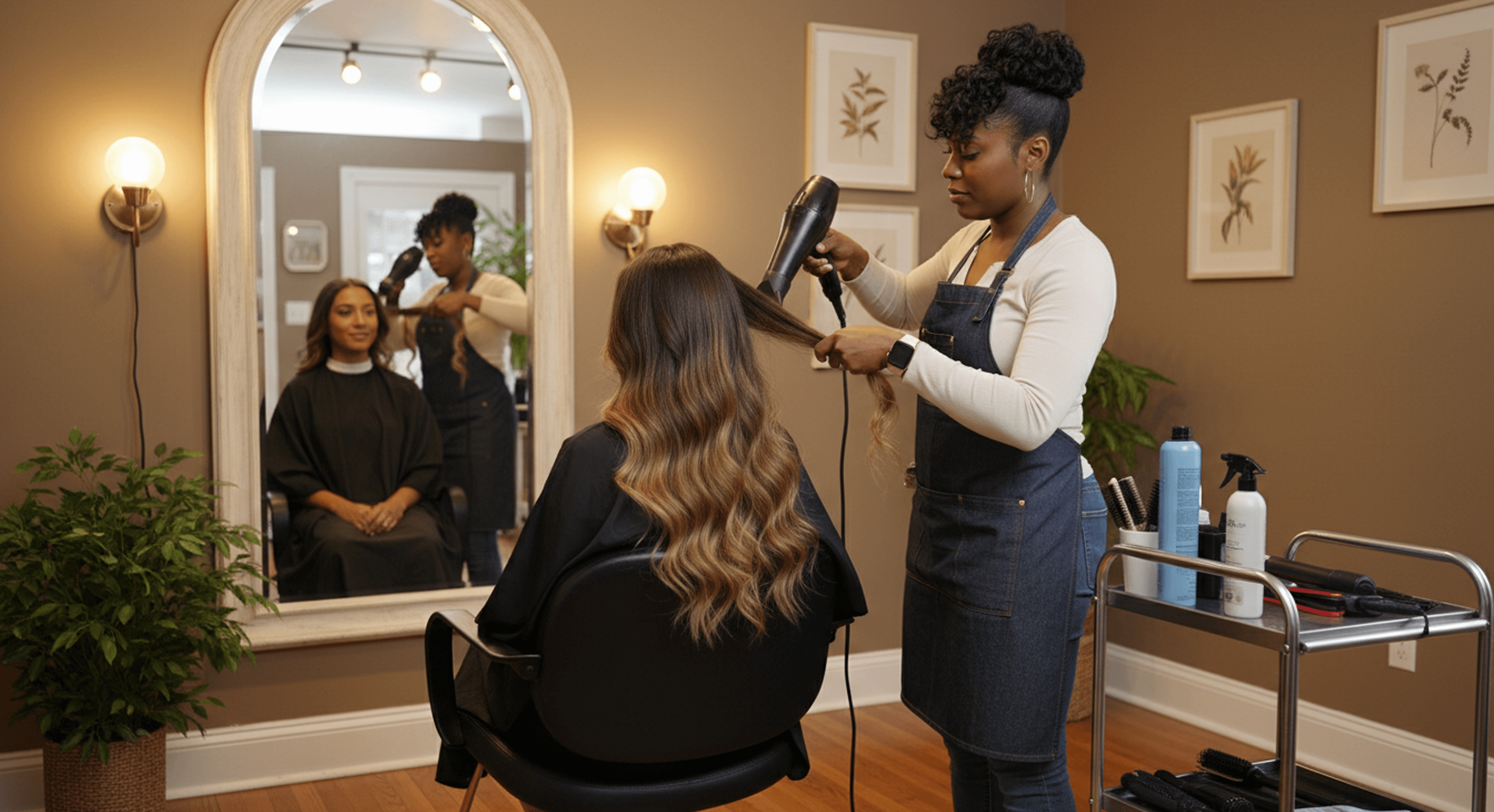 Hair styling service page on Bukeen for booking hair appointments