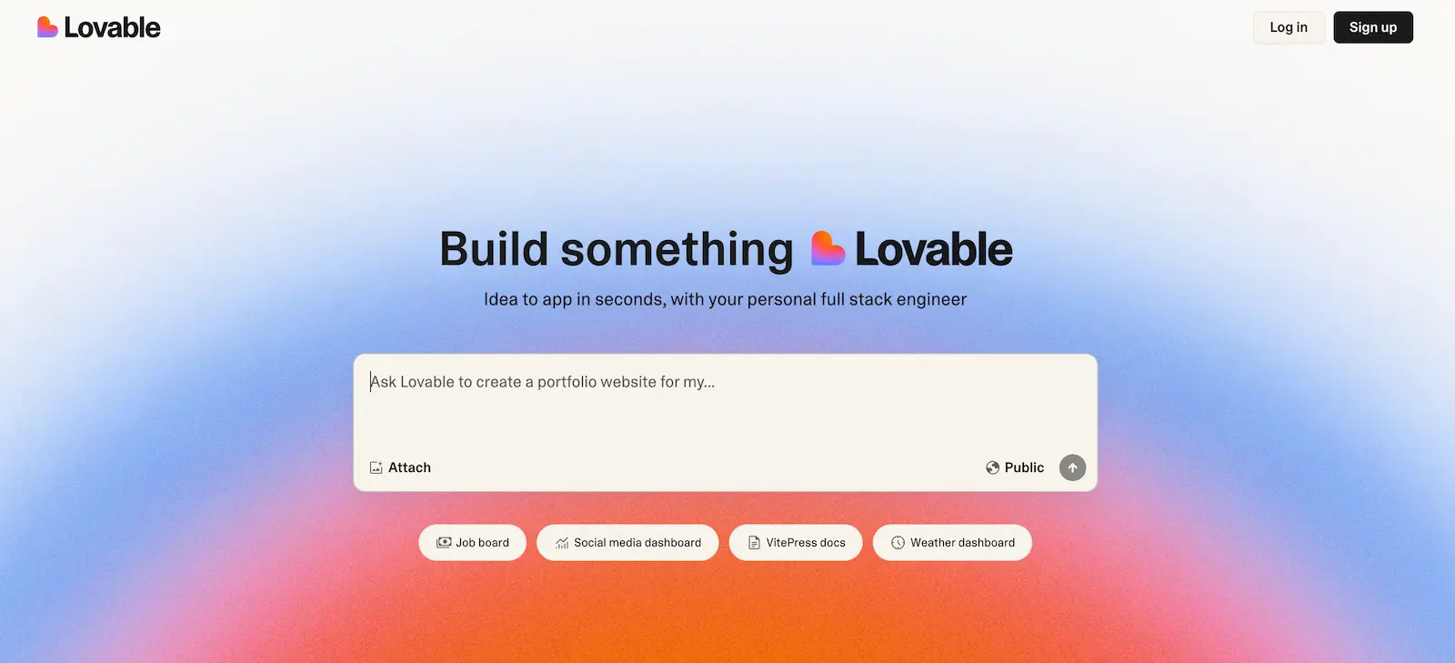 Lovable homepage