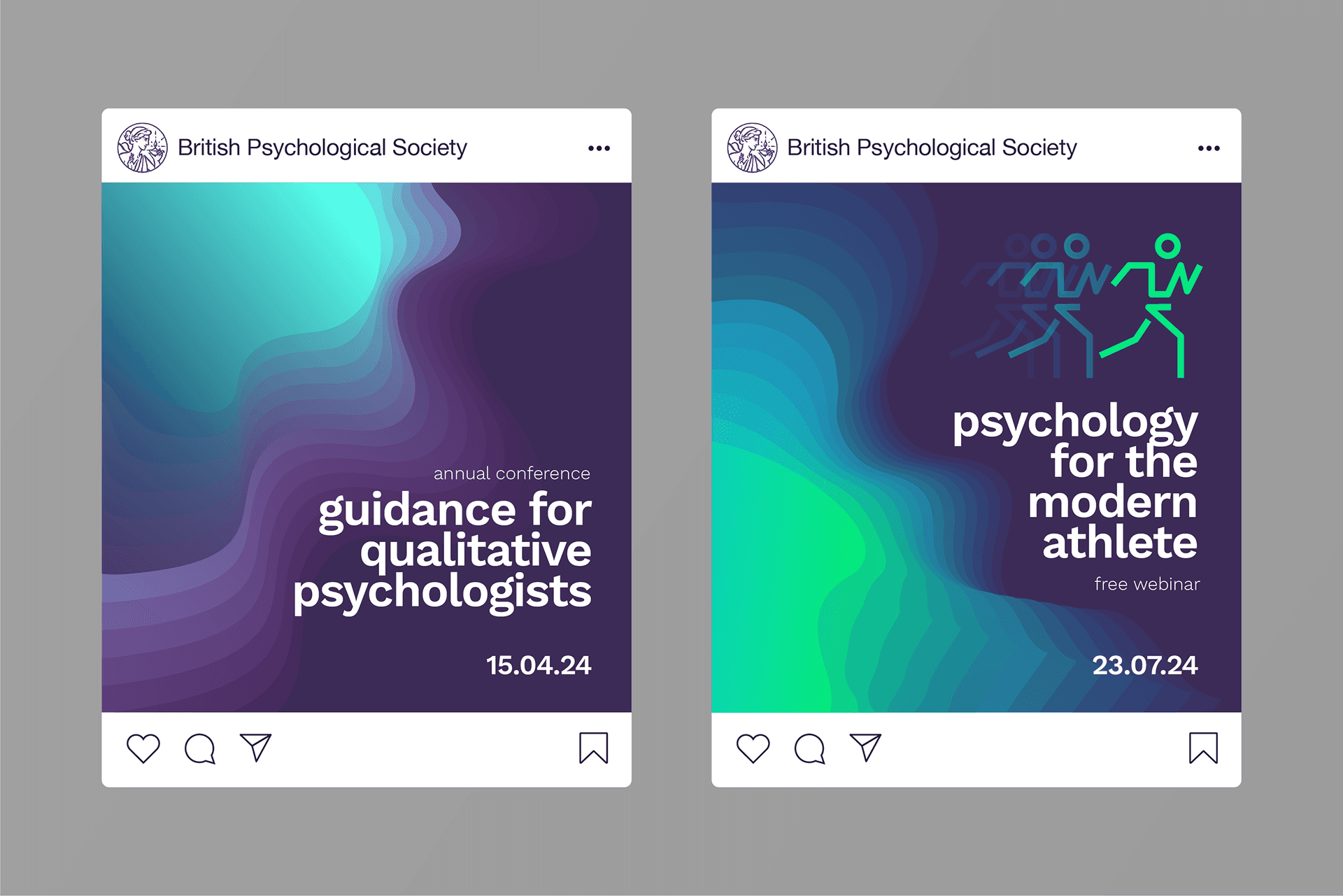 The British Psychological Society Brand Identity social media posts