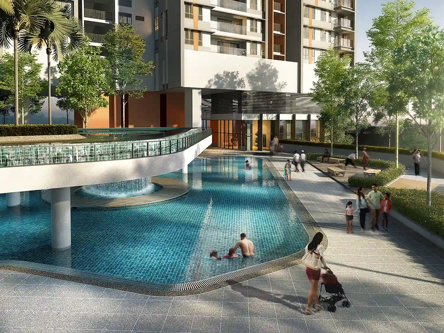 Pool view of Trio by Setia by Asima Architects