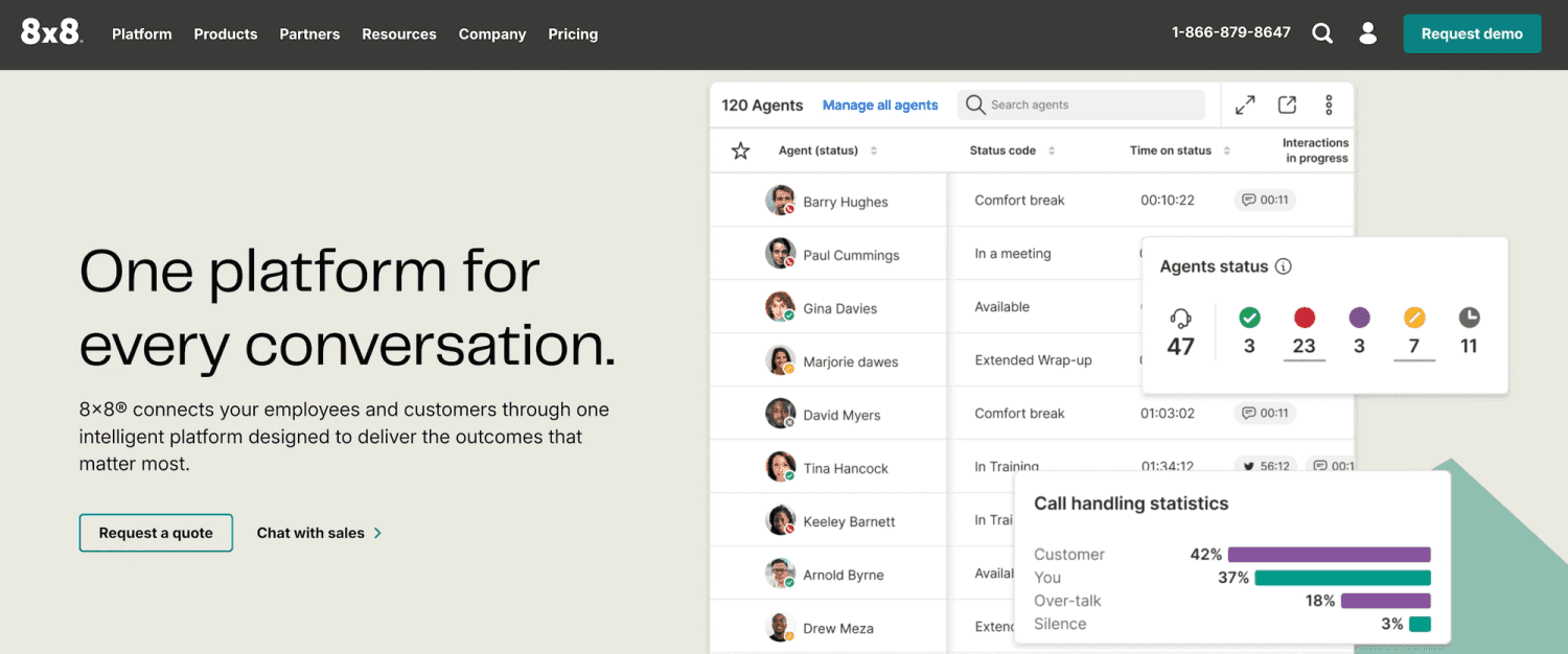 8x8 Contact Center homepage: One platform for every conversation.