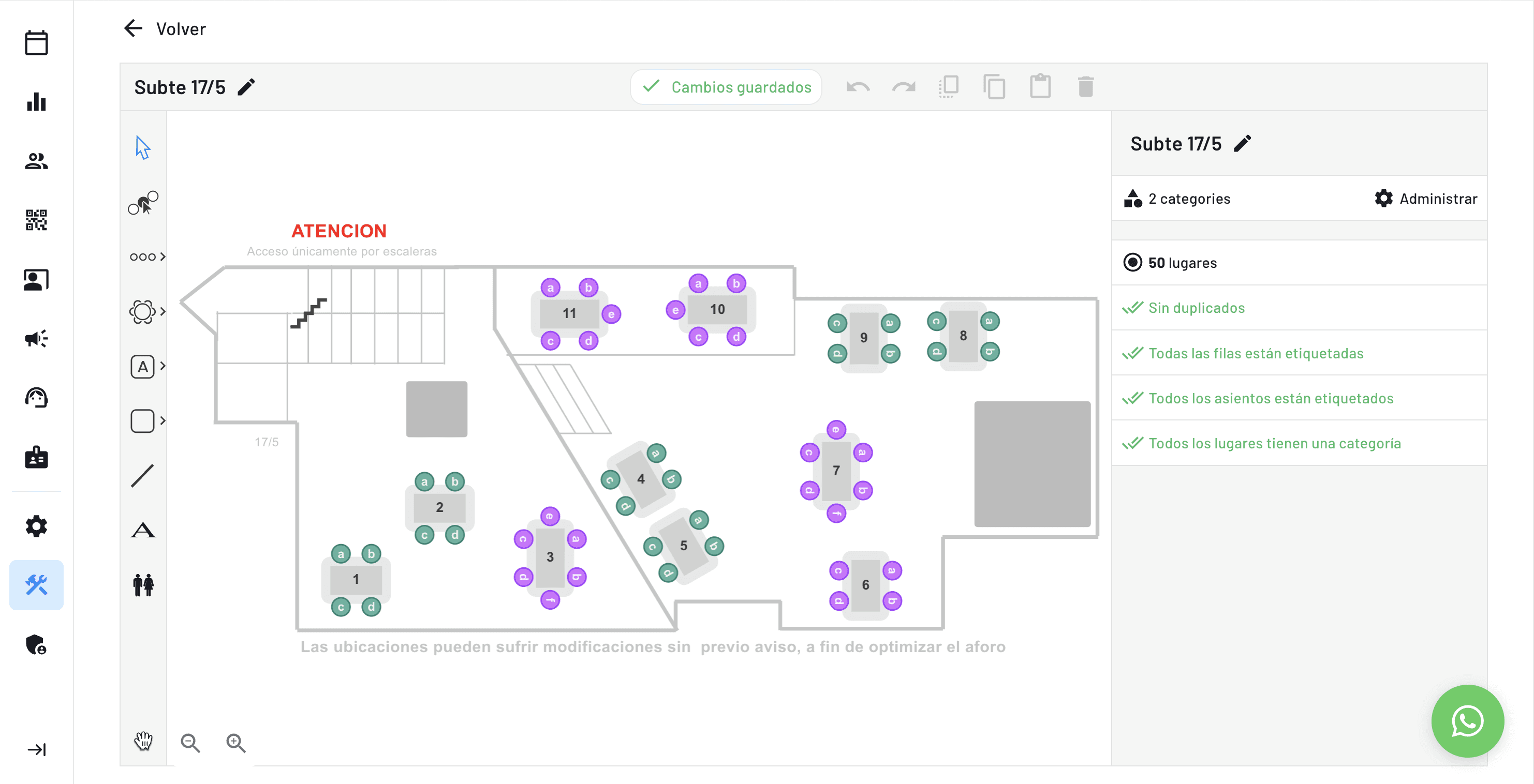 plano de entradas numeradas para evento con tickets pagos