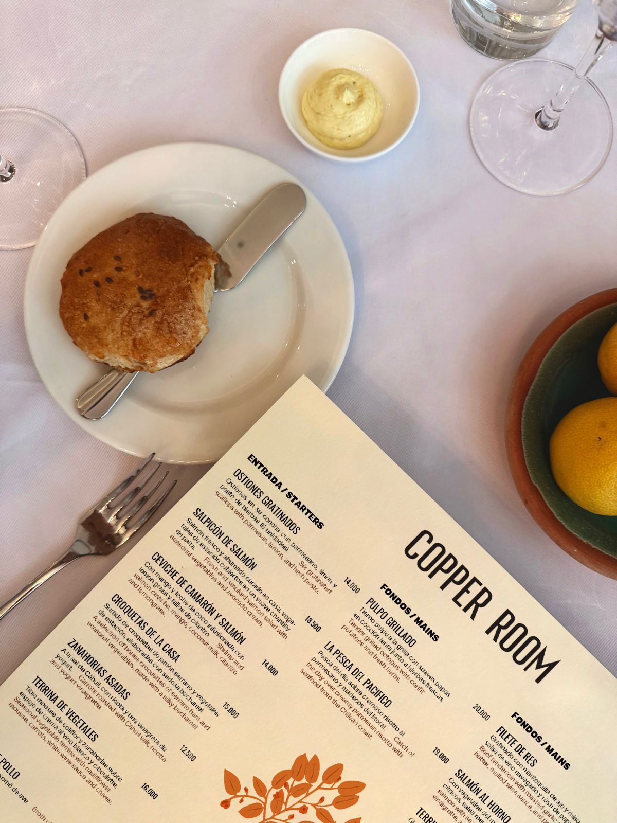 Menu Copper Room