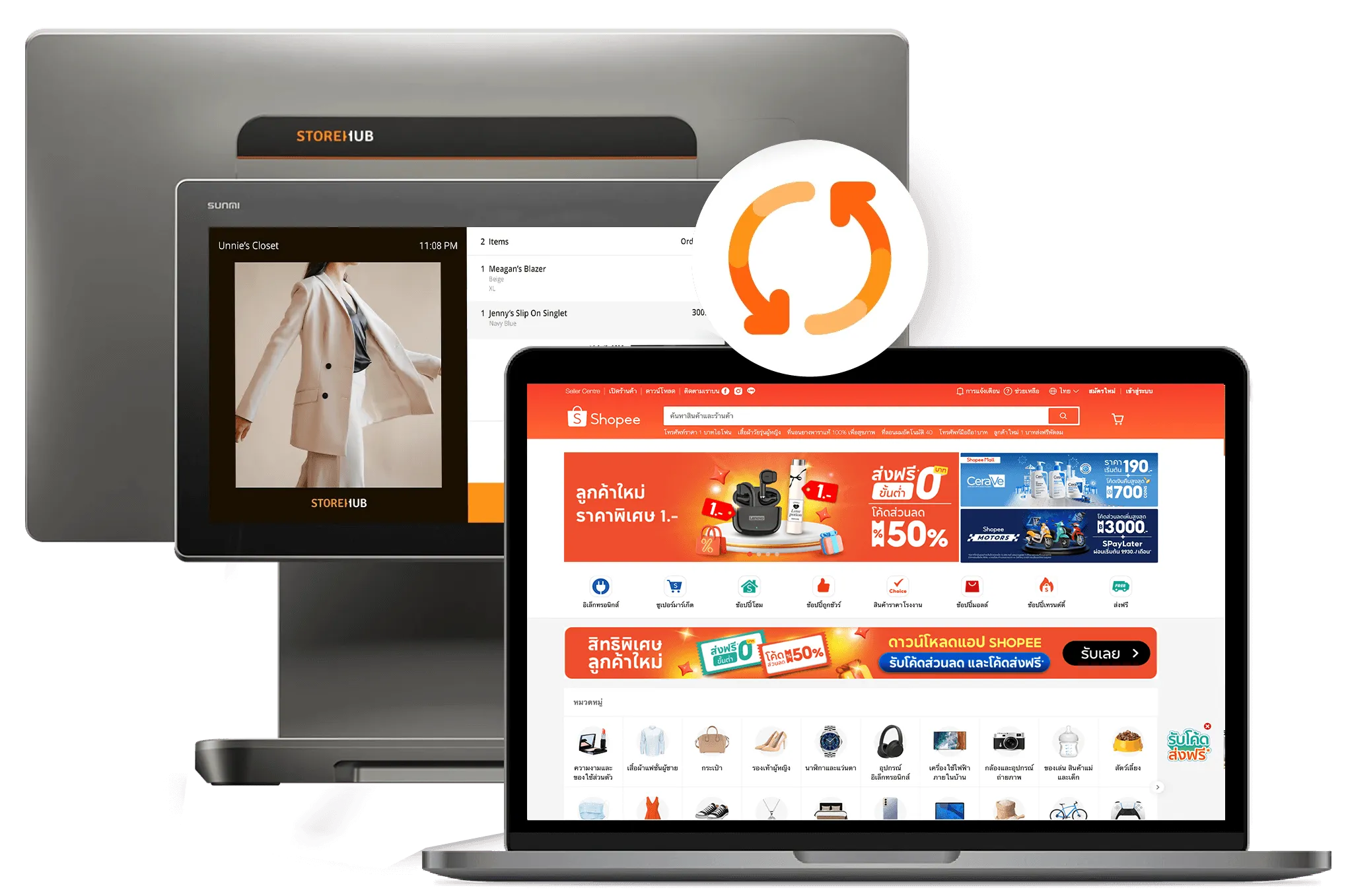 StoreHub POS system integrating with Shopee and other marketplaces for centralised order synchronisation and management.
