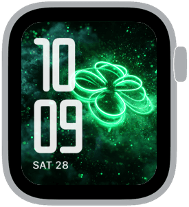 A selection from neon clover Apple Watch face collection