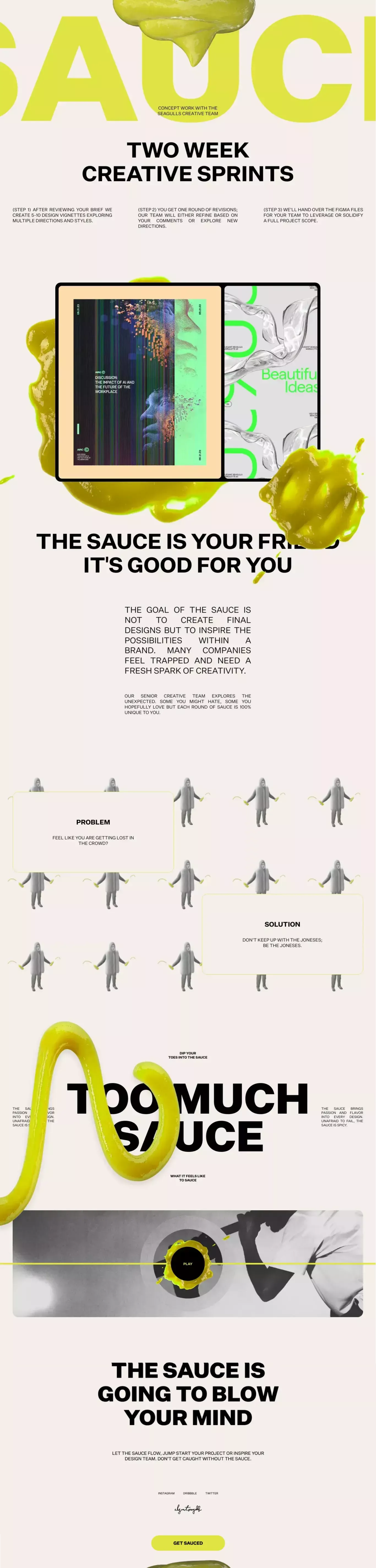The Sauce by Elegant Seagulls portfolio page screenshot showcasing Design and Tech design