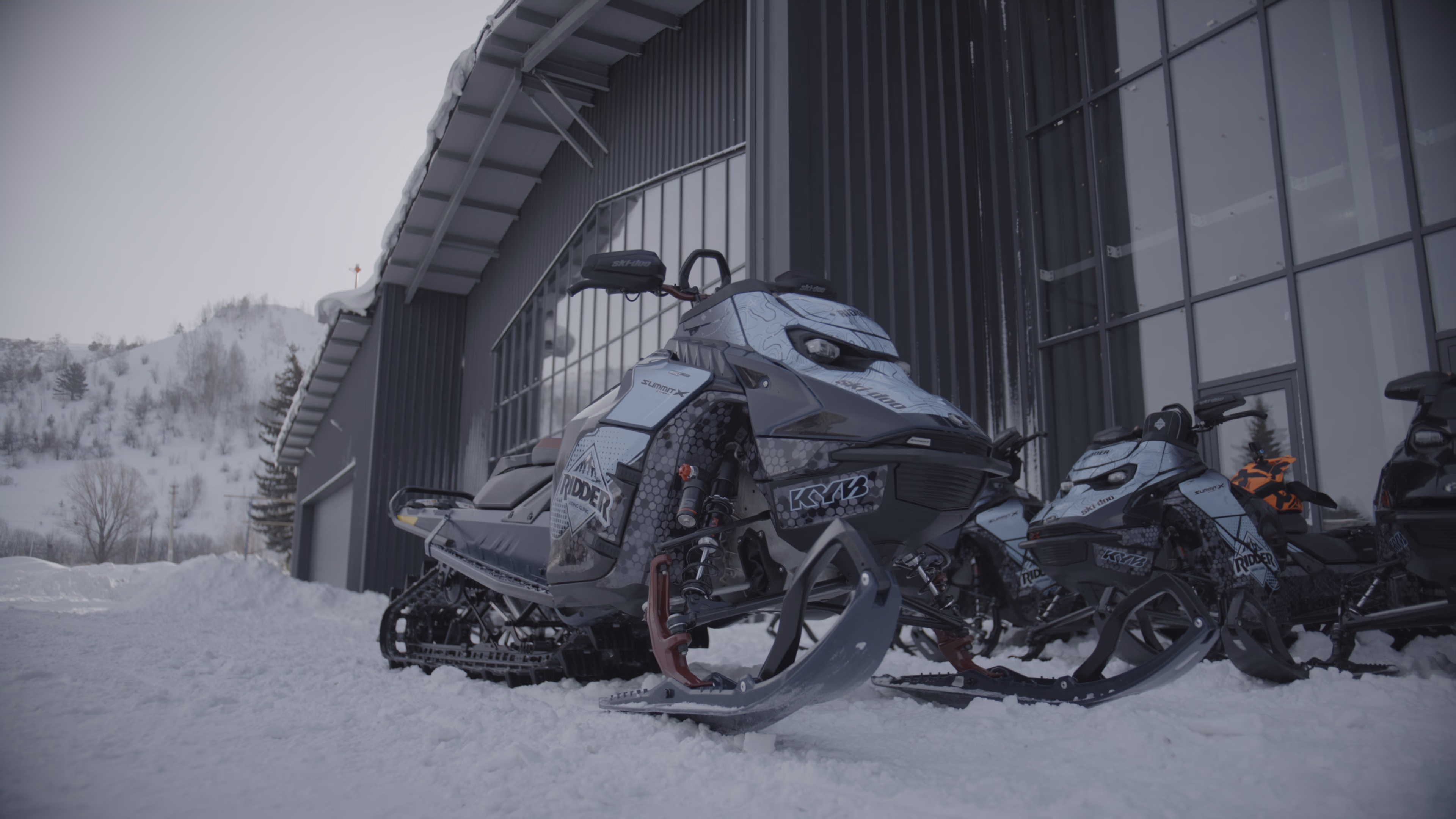 Snowmobile rider during a winter riding session