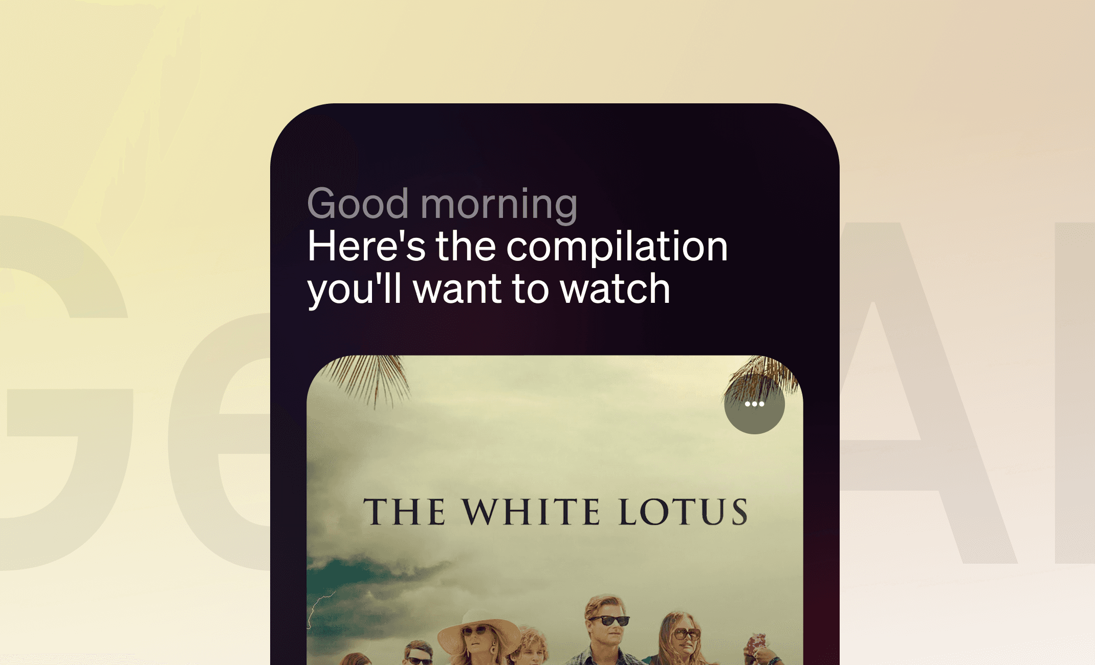 Screenshot of a Mobile App for personalised media content suggestions.