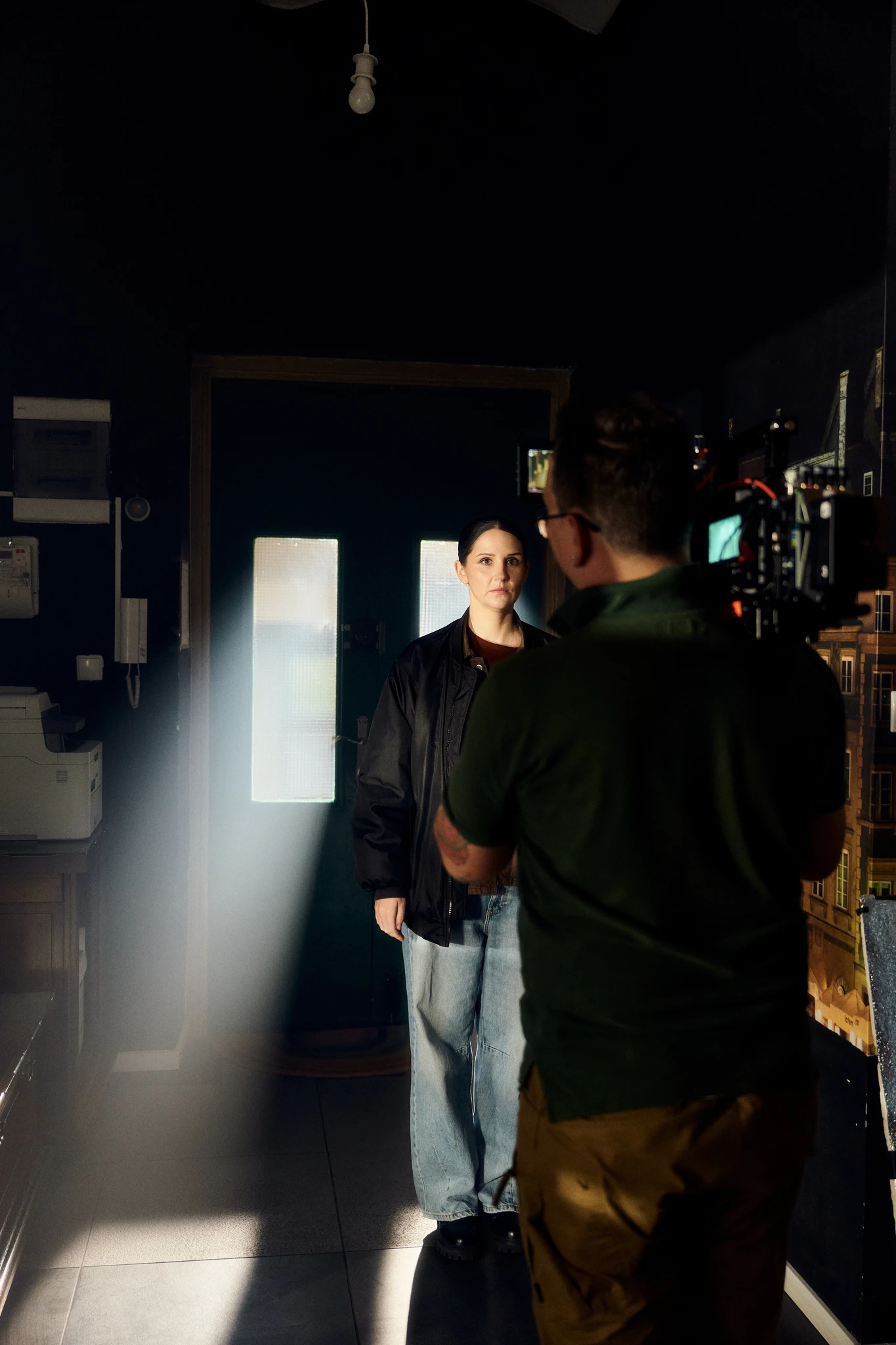 Filmmaker in the warehouse