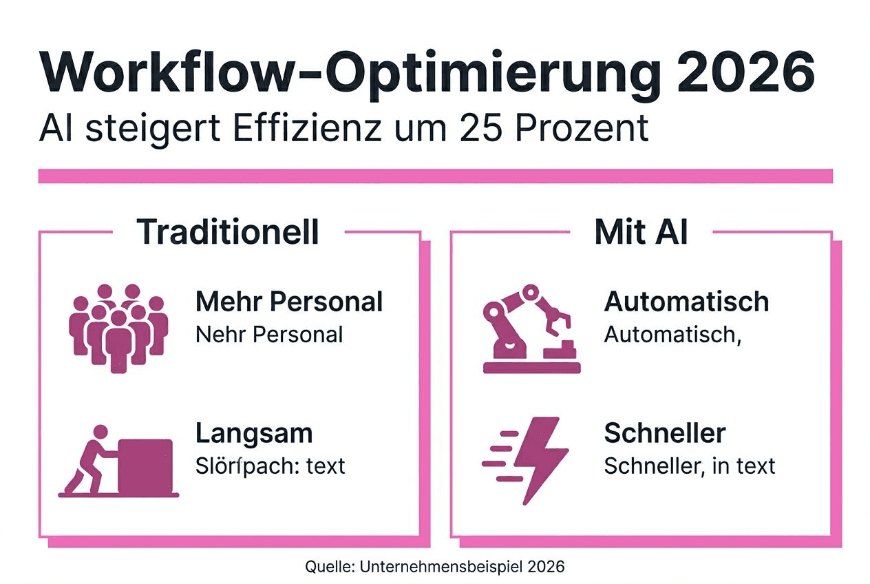Infografik: Traditioneller Workflow vs. KI-gestützter Arbeitsprozess im Vergleich