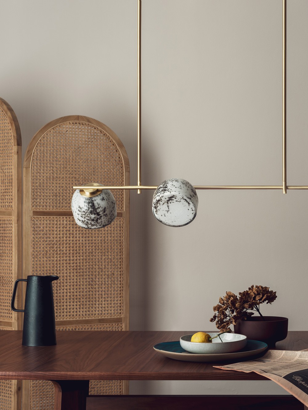 Orla 3-glass pendant light – flat-faced glass with volcanic frit patterning