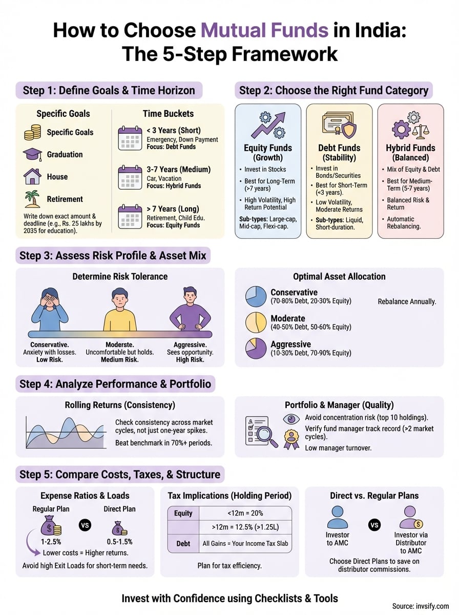 how to choose mutual funds infographic