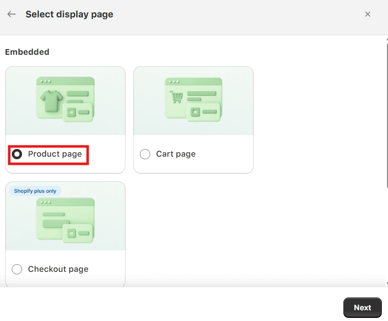Display options for cross-sell offers in Monk