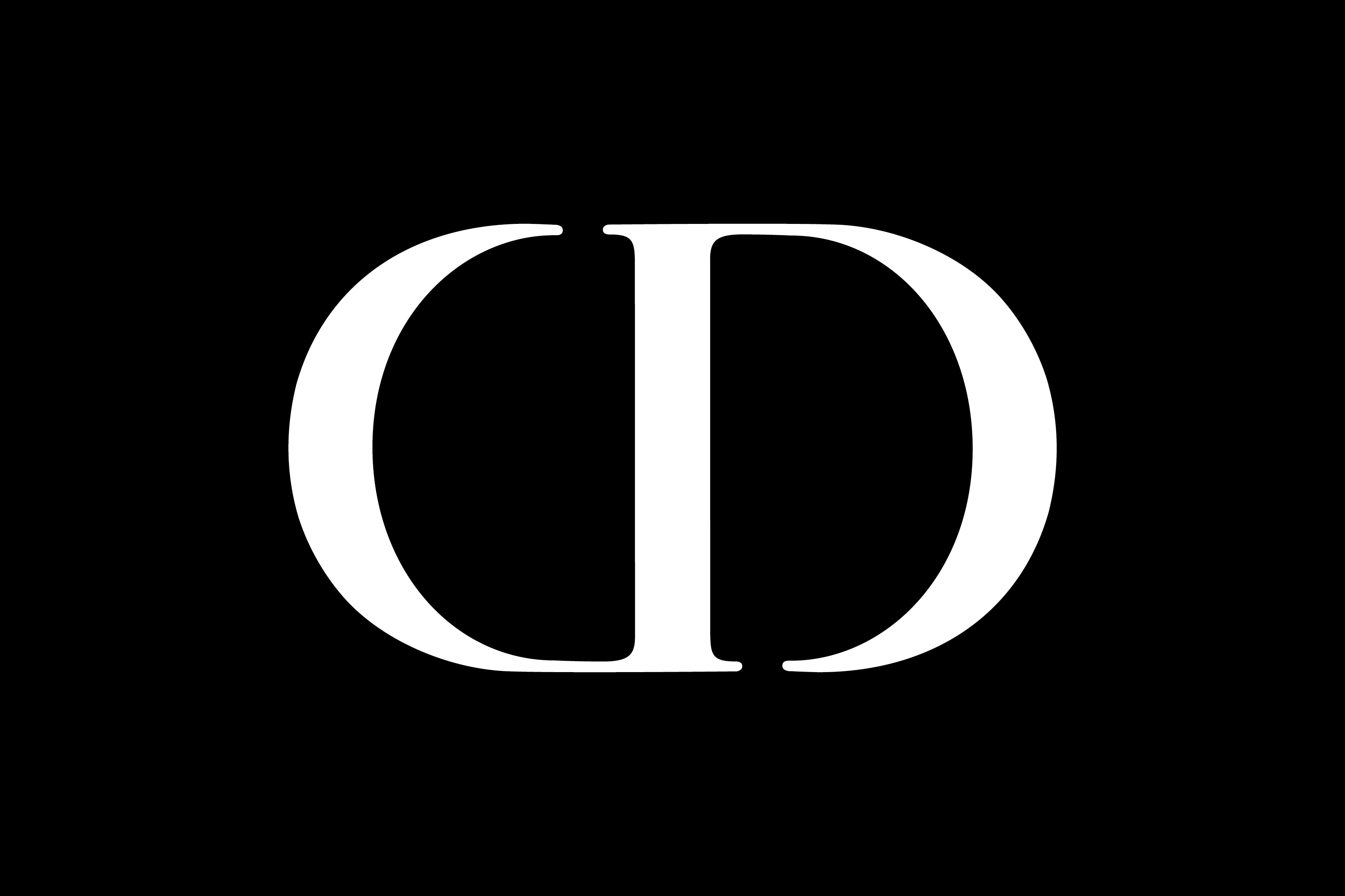 Christian Dior logo featuring the letters "C" and "D" in a stylized design against a black background.