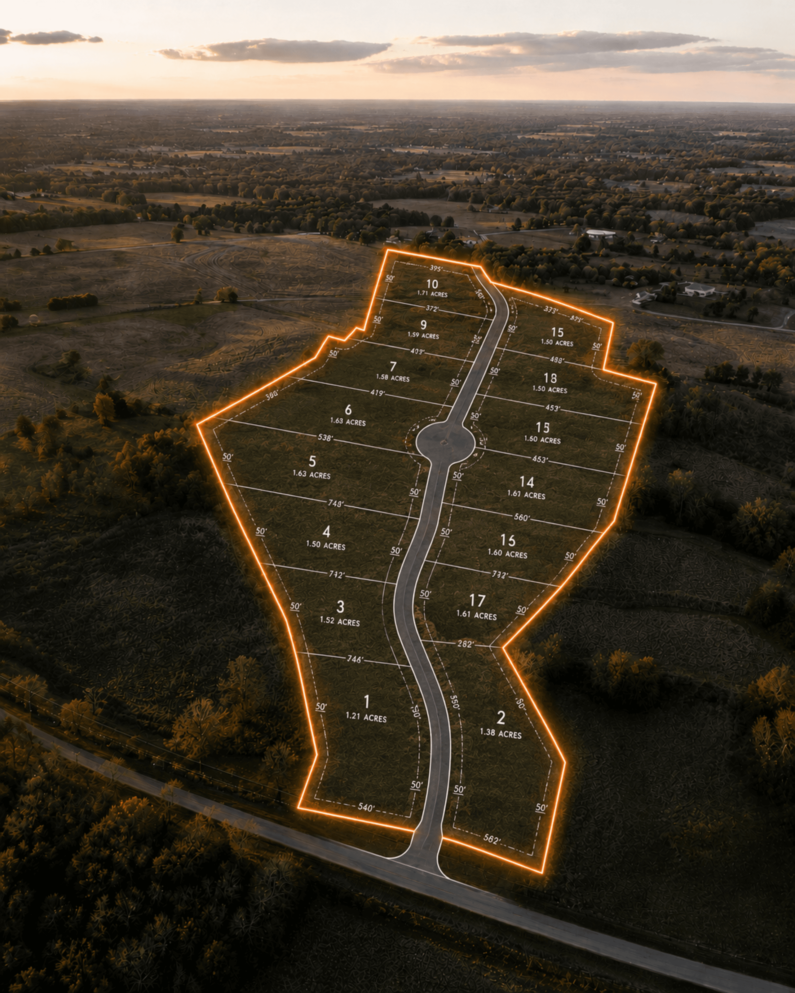 Developer reviewing plans in the field near a construction site