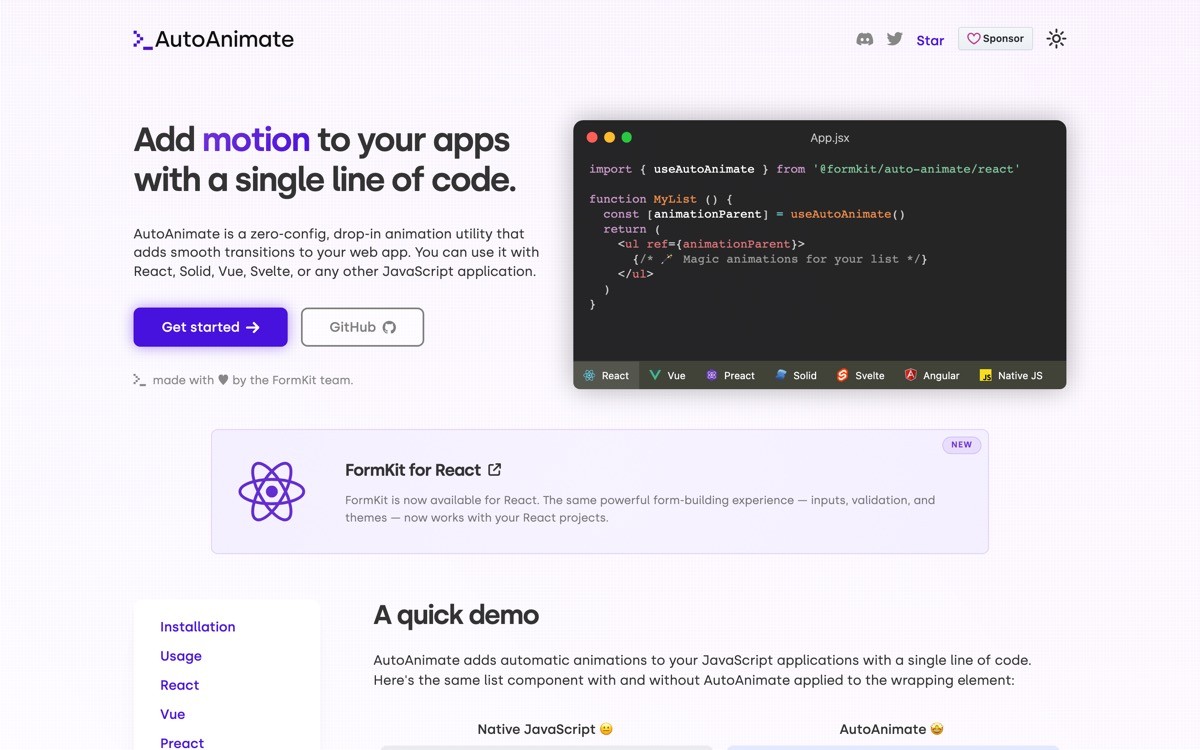 Best Animation Library SaaS with Auto Animate
