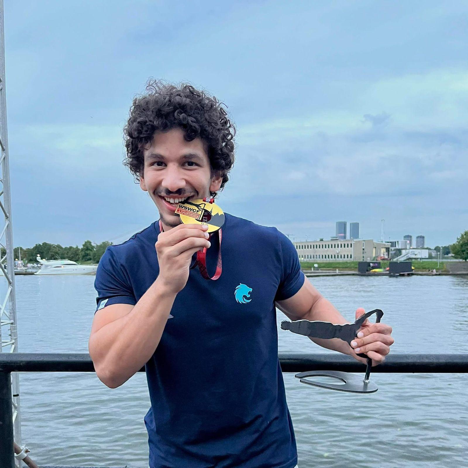 Athlete winning a race