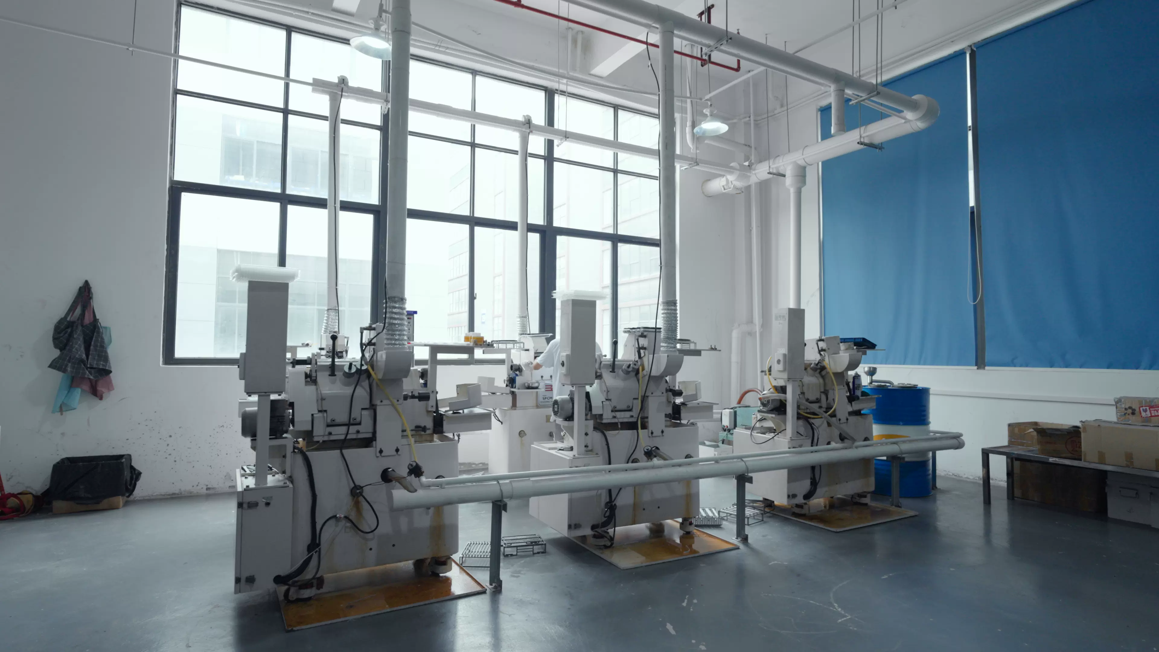 team workspace with people working