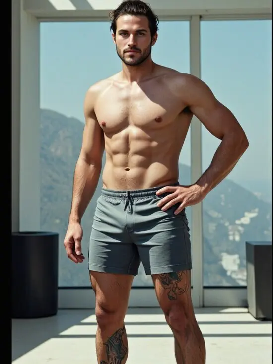 A tough guy created using an AI muscle generator.