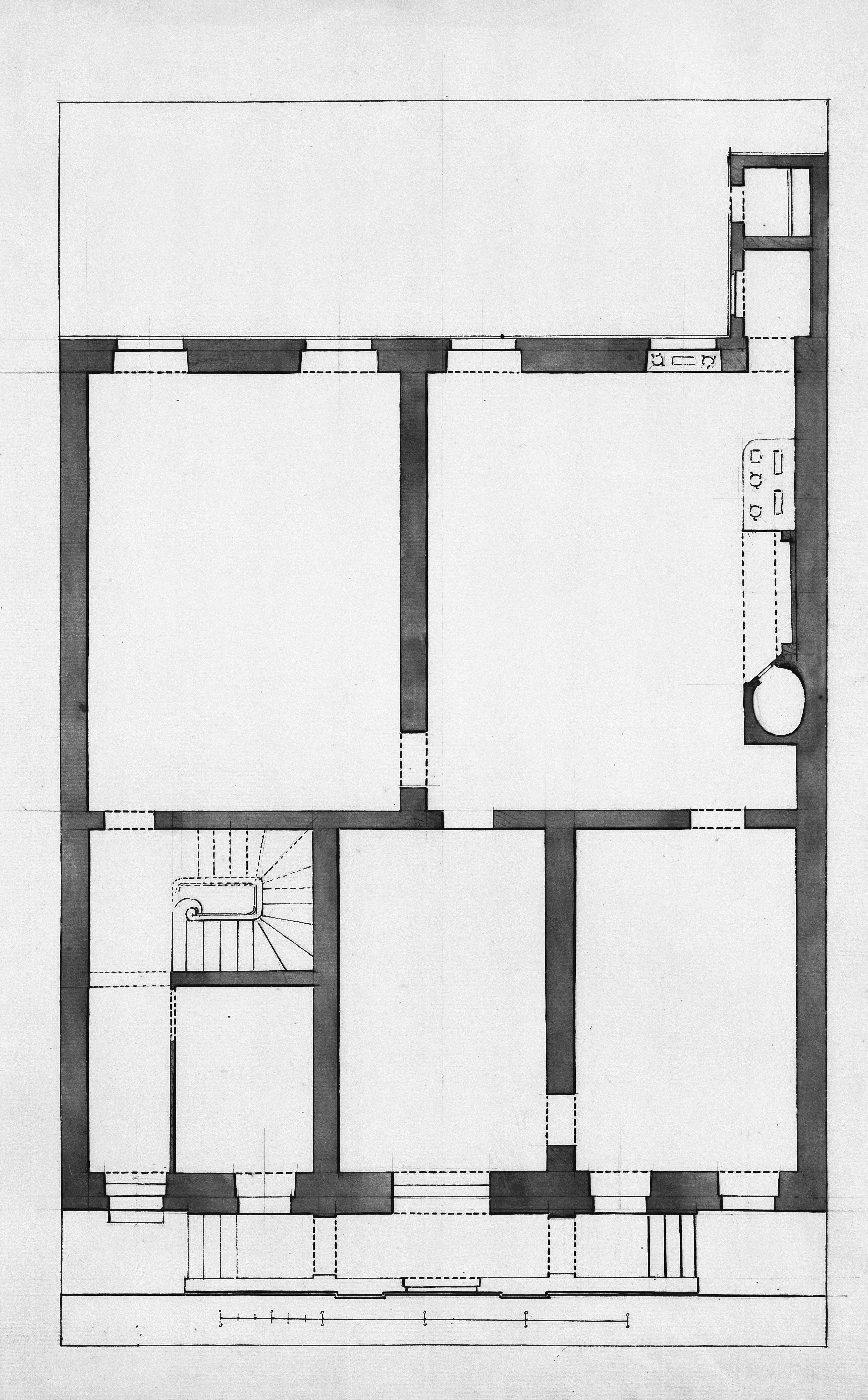 Titel: Ontwerp van een woonhuis. Beschrijving: plattegrond souterrain