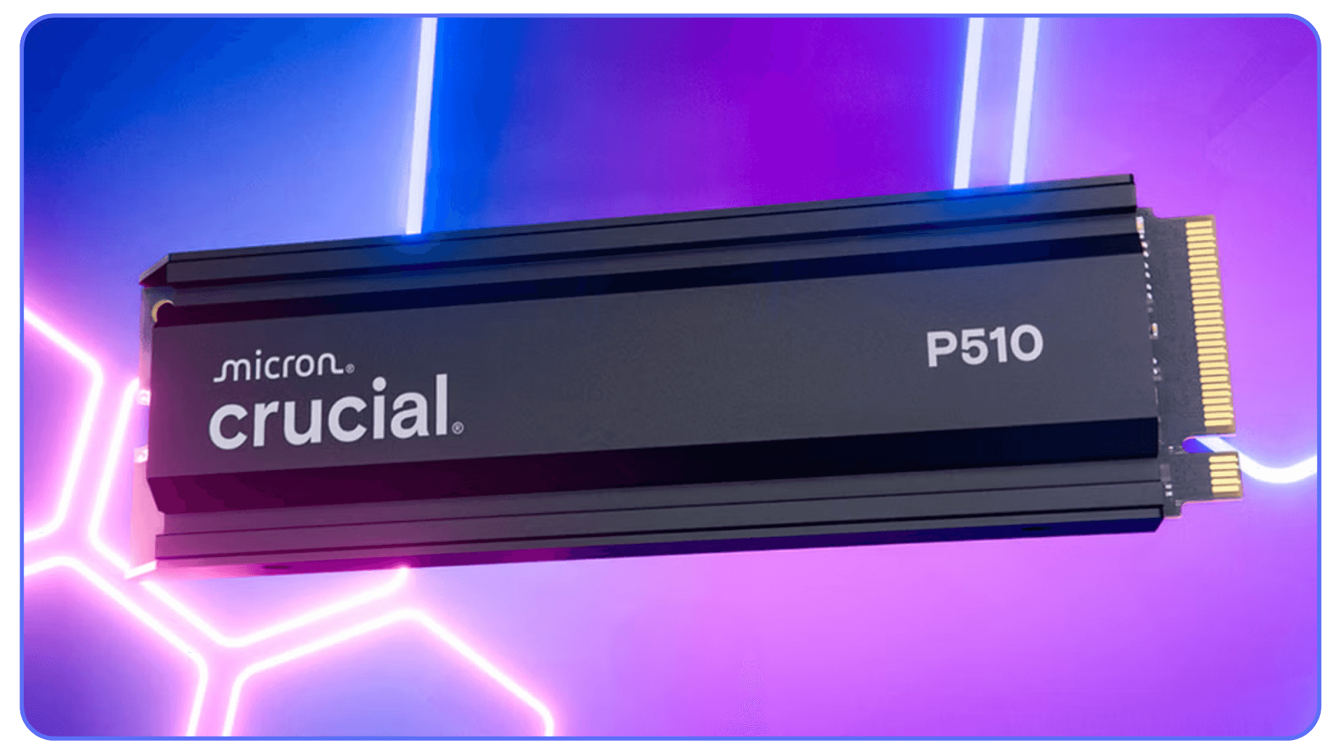 Crucial P510 NVMe SSD showing fast storage speeds needed for BIM360 syncing and Revit file loading.