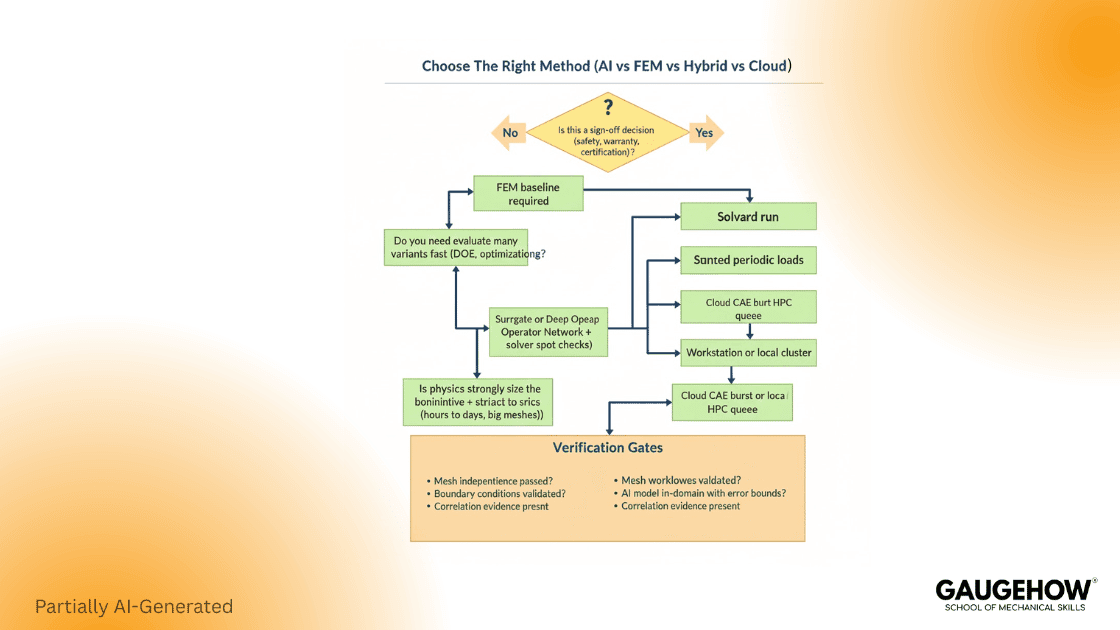 AI vs FEM vs cloud simulation decision flowchart