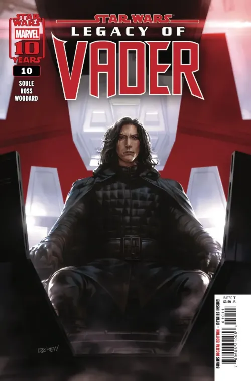 Cover for Star Wars: Legacy of Vader #10 featuring Kylo Ren sitting in Vader's meditation chamber.
