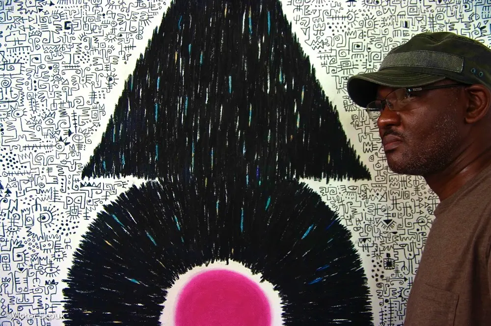 Composition No. 7
(2010). Pastel and graphite
on paper. 50 in. × 50 in.