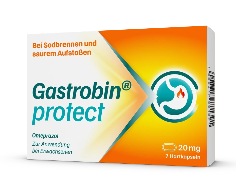 Gastrobin® protect wird bei Erwachsenen zur kurzfristigen Behandlung von Reflux­symptomen (z. B. Sodbrennen, saures Aufstoßen) eingesetzt.# Es verbindet eine schnelle Wirkstoffaufnahme* mit einer lang­an­haltenden Wirkung gegen Reflux­symptome.