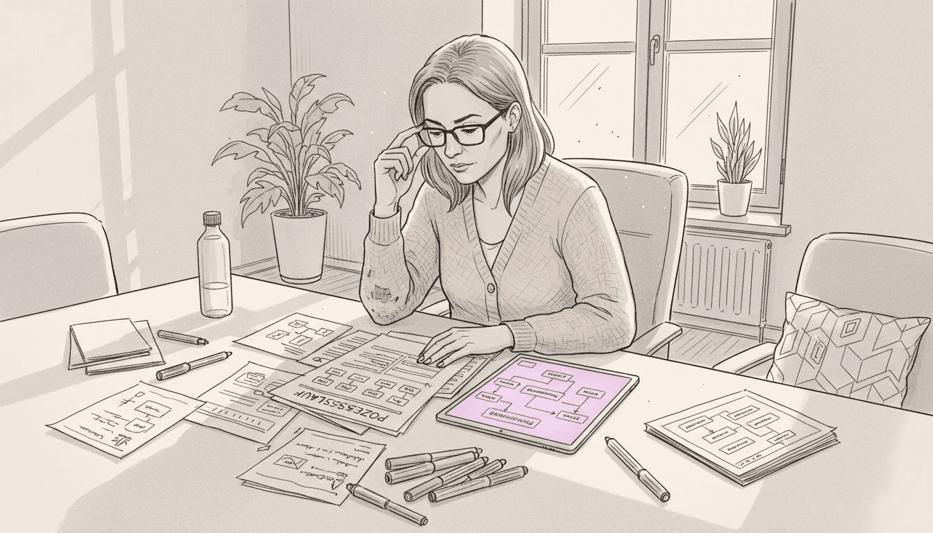 Eine Mitarbeiterin überprüft den Ablauf der Prozessautomatisierung.