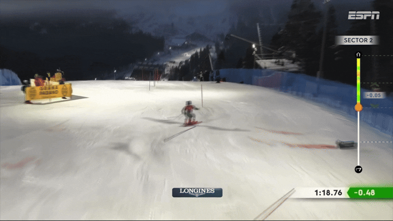 Lucas Pinheiro Braathen skiing during the FIS Alpine Ski World Cup.