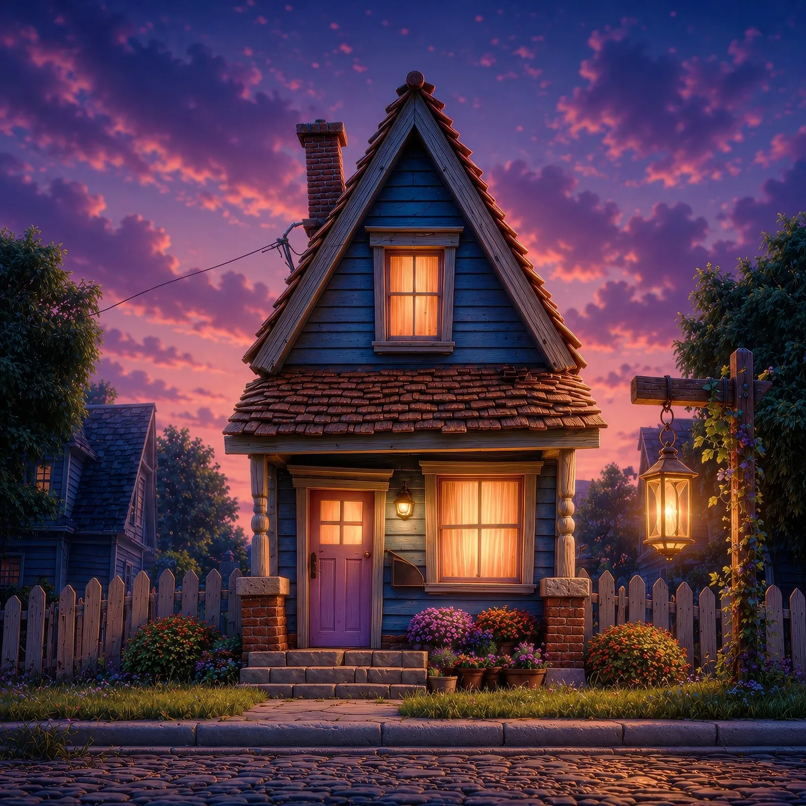 A cozy illustrated cottage