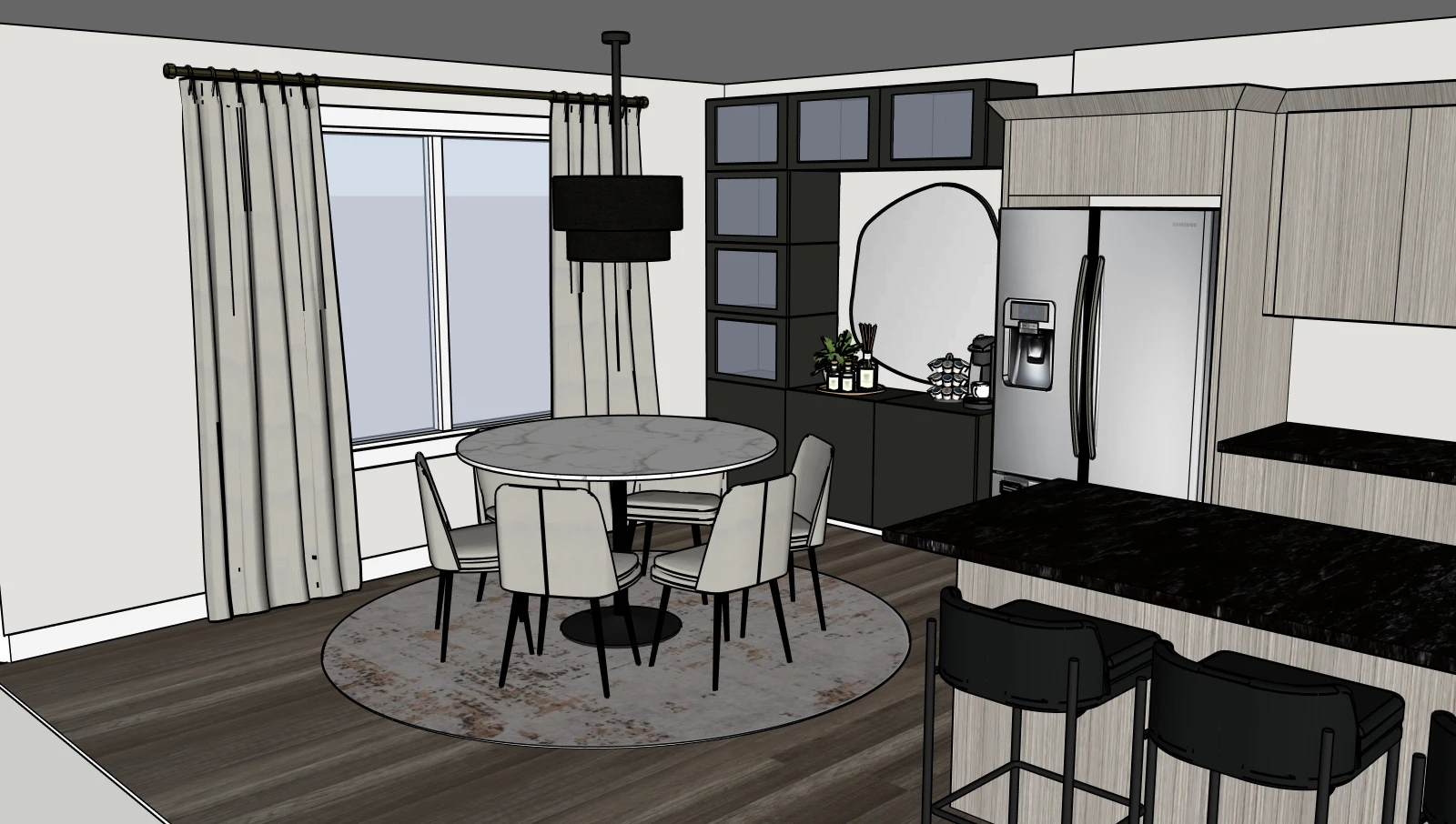 Residential interior design project featuring warm natural materials and modern tailored finishes by Mint Interior Design.