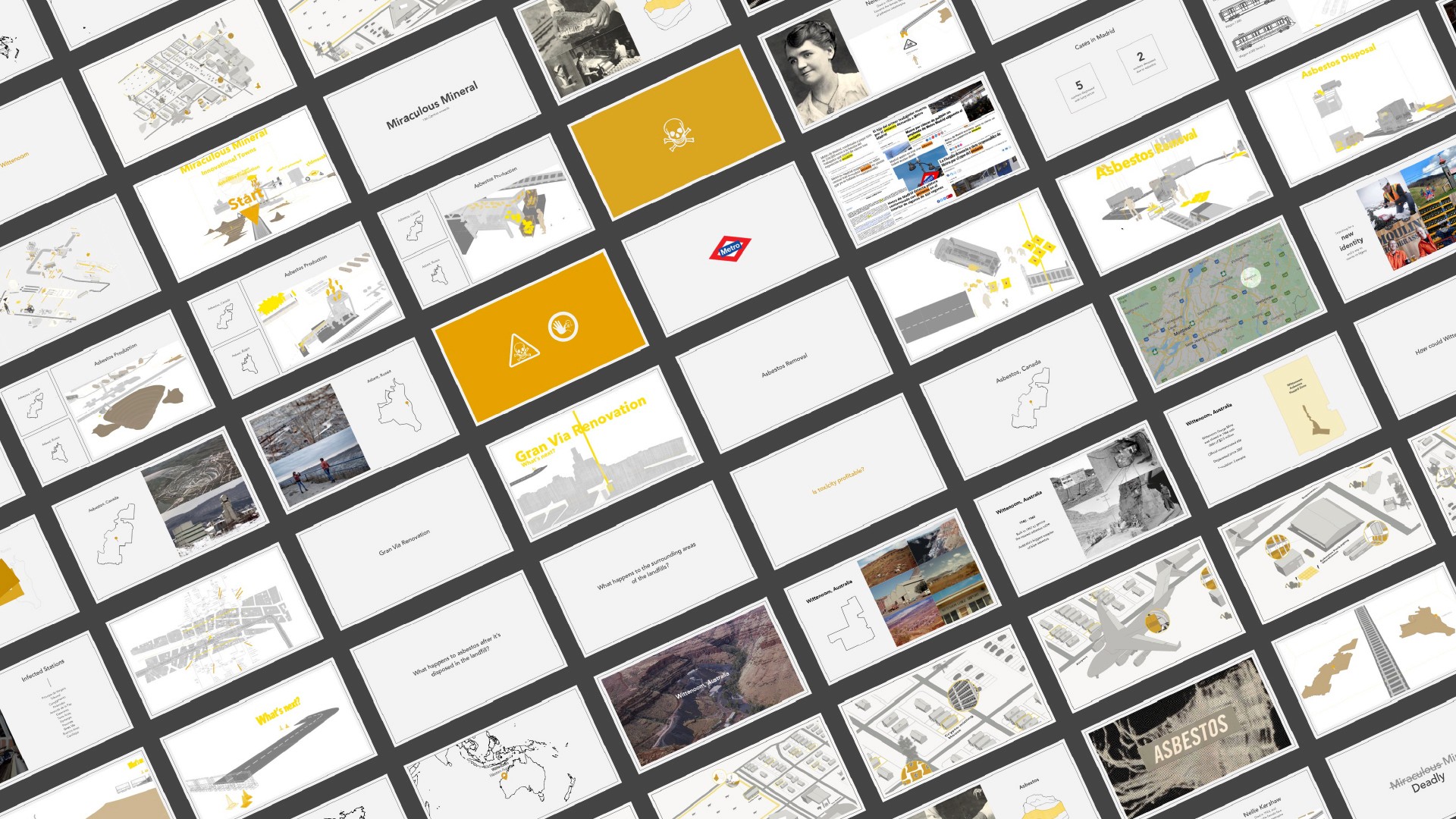 Layout of the presentation slides done for the project asbestos
